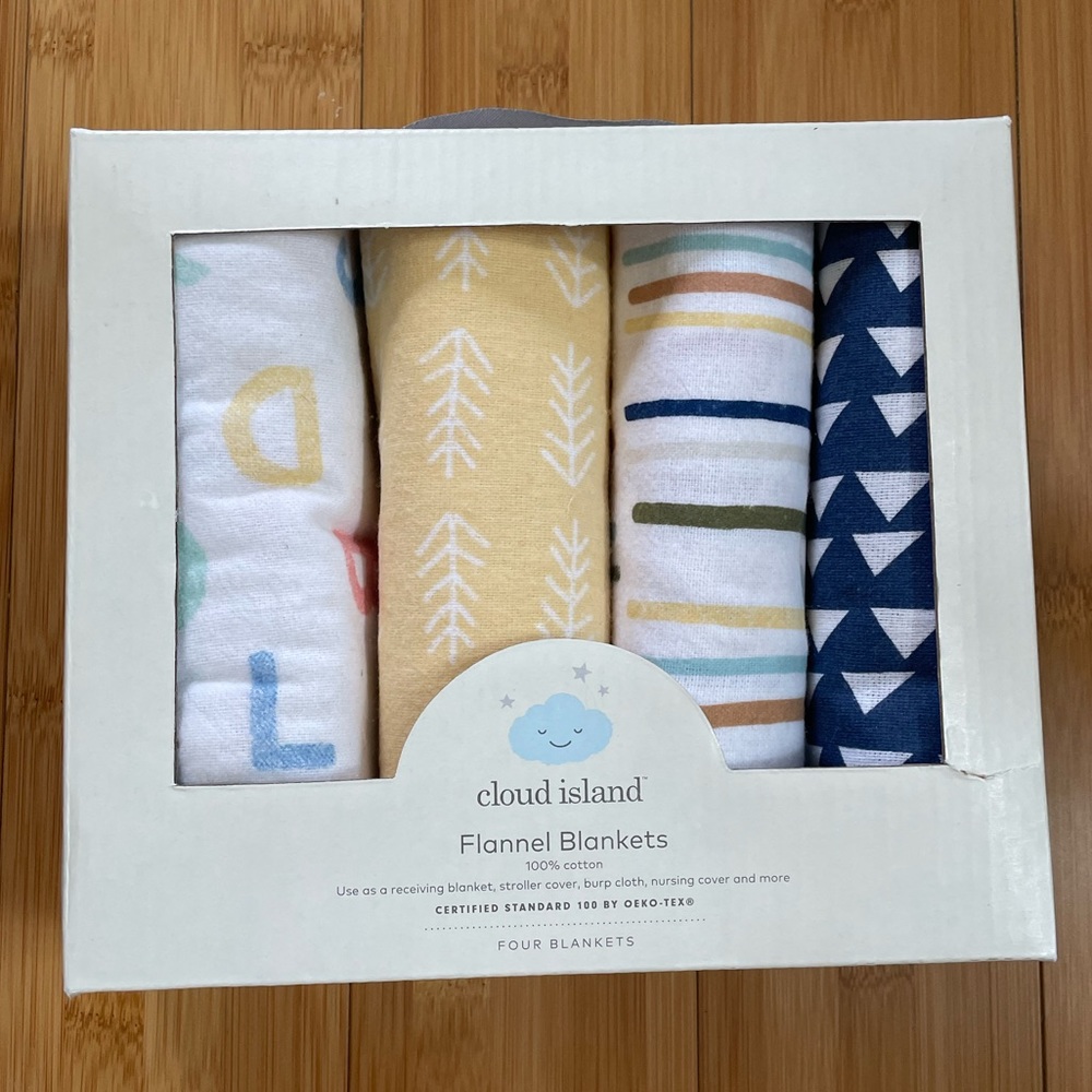 Cloud Island - 4 pk flannel blankets - NWT
